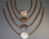Round Petrified Wood Bead Pendant Necklace